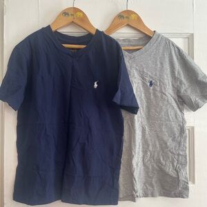 Ralph Lauren Polo Short Sleeve V-Neck Tee Set — Navy & Heather Gray